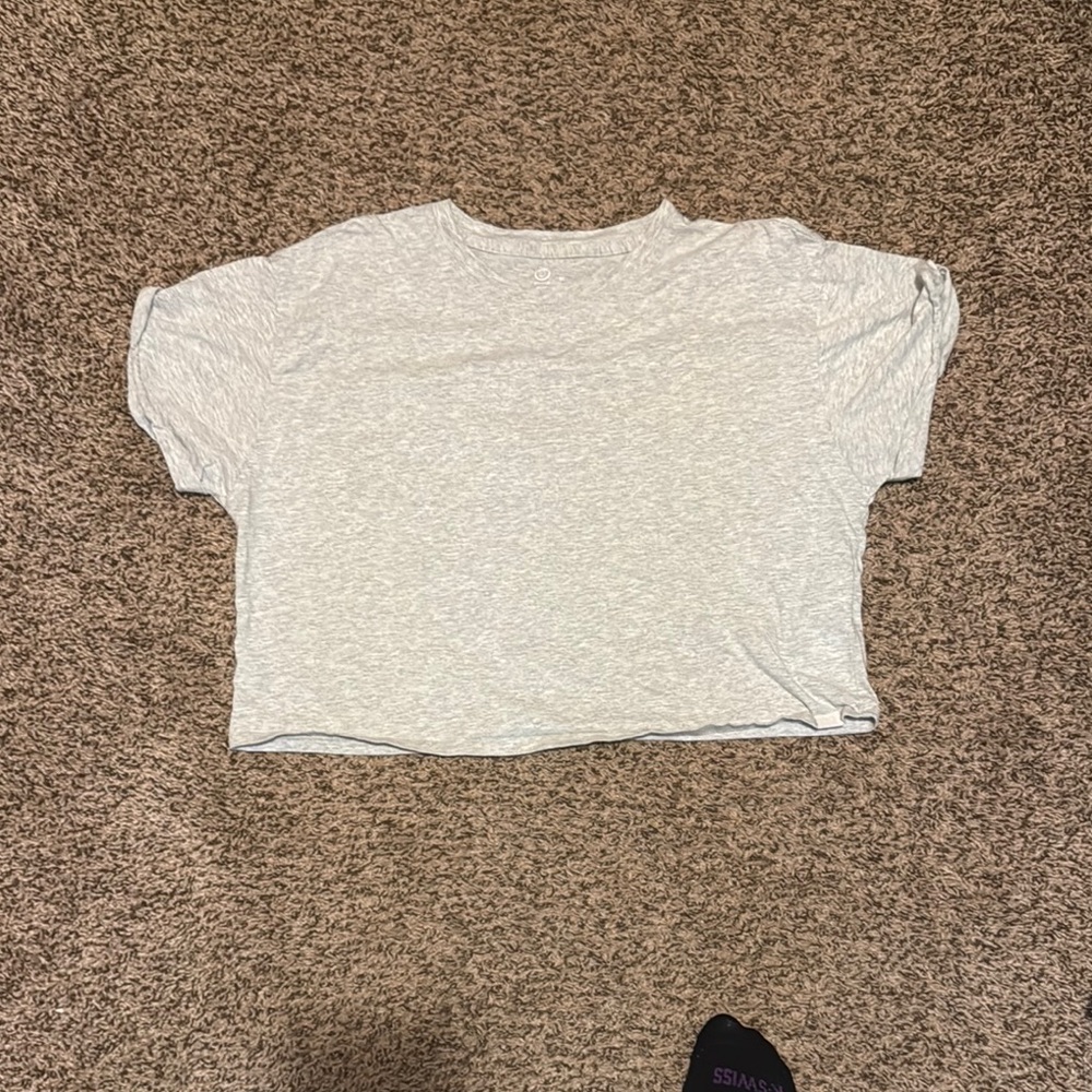 Gilly Hicks Gray Short Sleeve Boxy Crop Top